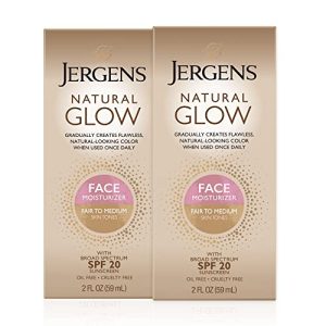Jergens Natural Glow Face Tanner Lotion, SPF 20, Fair to Medium, 2 Oz (2-Pack)