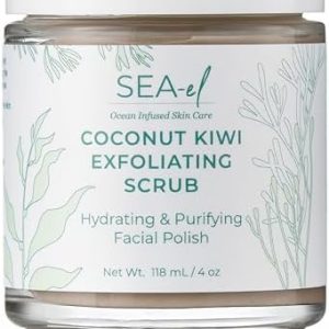 Coconut Kiwi Exfoliating Face Scrub - Hydrating Anti-Aging Cleanser for All - 4 Oz