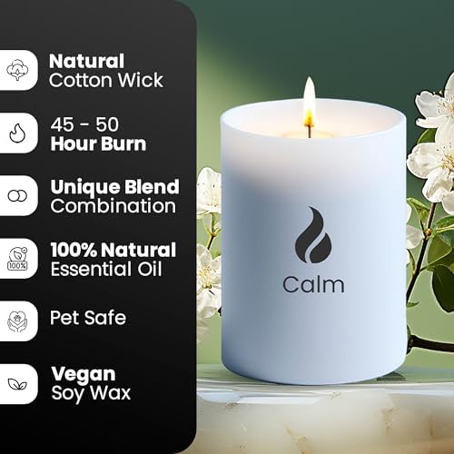 Calming Lavender Basil Jasmine Soy Candle 50 Hour Burn Time 8.3oz Aromatherapy Jar - Image 3