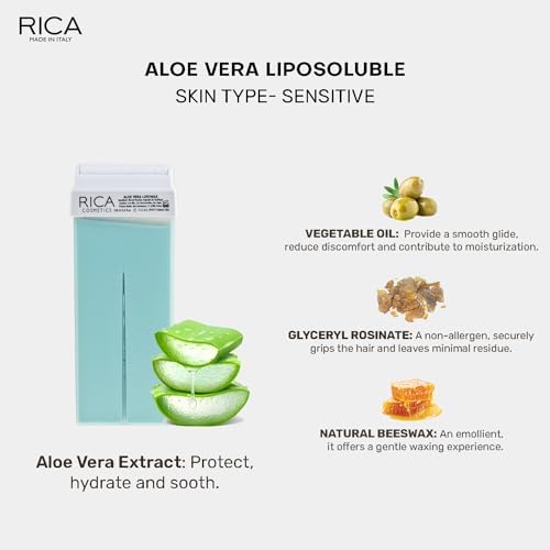 Rica Aloe Vera Roll-On Wax Kit (2 Refills, 100 ML) - Made in Italy - Image 2