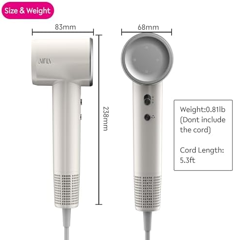 AINA Ionic Hair Dryer - 110,000 RPM, Lightweight, Travel 110V/ALCI Plug (Ivory White) - Image 2