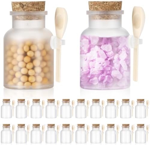 24 Mini Clear Jars with Spoons and Cork Lids