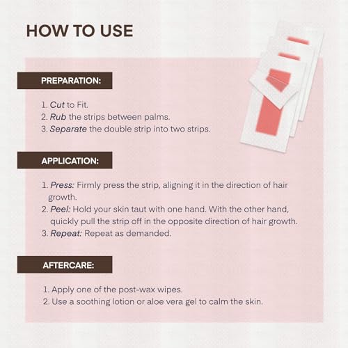 Facial Wax Strips Kit for Women - 40 Natural Vegan Strips & 6 Wipes - Image 7