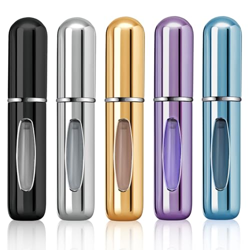 5-Pack 5ml Mini Refillable Perfume Atomizer Travel Spray Bottles for On-the-Go Fragrance