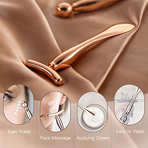 LISAPACK 2PCS Rose Gold Metal Eye Cream Applicator Wand for Puffiness Relief - Image 2