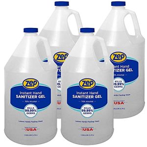 Zep Instant Hand Sanitizer Gel, 1 Gallon (Case of 4), 70% Ethanol, Includes Pump
