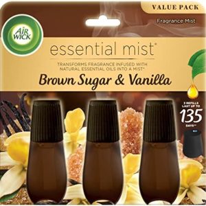 Air Wick Essential Mist Refill 3ct, Brown Sugar Vanilla Fall Scent Air Freshener