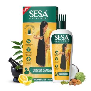 SESA Ayurvedic Hair Oil with Bhringraj, 17 Herbs & Coconut Oil, 100 ml