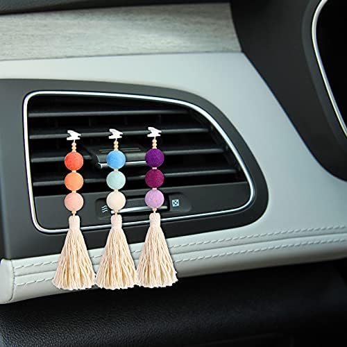 6 Aromatherapy Car Vent Clips with Felt Ball Diffusers and Decorative Tassels - Image 6