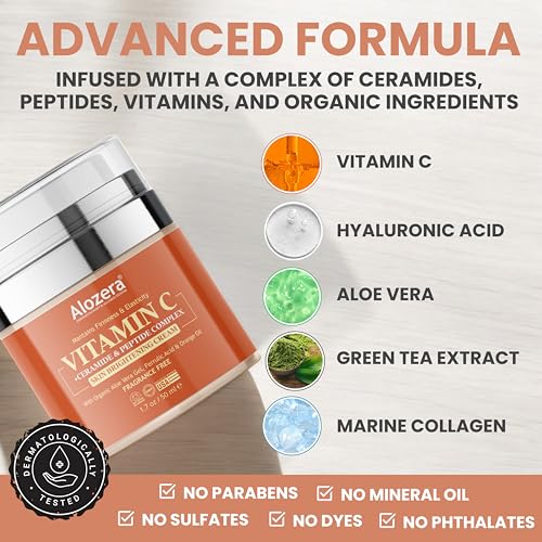 Vitamin C Face Cream 1.7 oz - Anti-Aging Moisturizer with Peptides & Hyaluronic Acid - Image 5