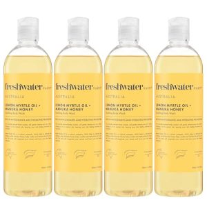 Naturally Derived Moisturizing Body Wash with Lemon Myrtle & Manuka Honey, 4PK