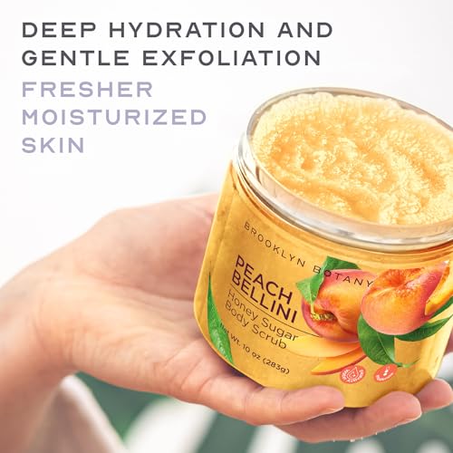 Brooklyn Botany Peach Bellini Honey Sugar Scrub 10 oz New Hydrating Exfoliating Body Care - Image 4