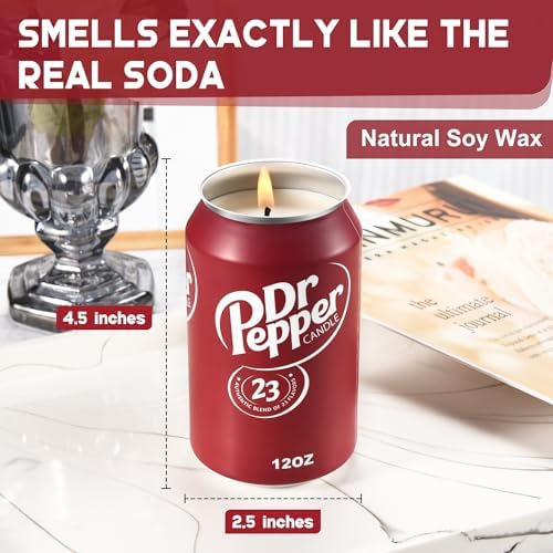 Dr Pepper Scented Candle - Authentic Soda Fragrance, 8oz Jar, Aesthetic Gift - Image 2
