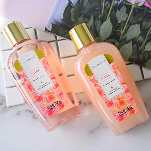 Spa Luxetique 10-Piece Rose Scented Bath Gift Set with Tote Bag for Women - Image 3