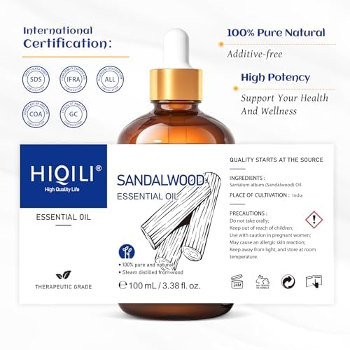 HIQILI 100ml Pure Sandalwood Essential Oil for Perfume, Diffuser, Soap Making - Image 7