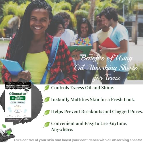 Bamboo Charcoal Oil Blotting Sheets for Oily Skin, Travel Size, 100 Count - Image 4