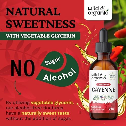 Cayenne Pepper Tincture Drops - Vegan, Alcohol-Free, Digestive Support - 2 fl oz - Image 6
