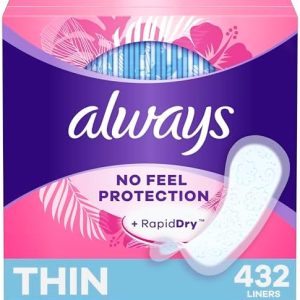 Always Thin Daily Liners, Unscented, Regular Absorbency, 432 Count (2 x 216)