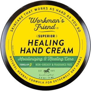 Workman's Friend Healing Hand Cream Intense Moisturizer for Dry Cracked Skin 2.5 oz