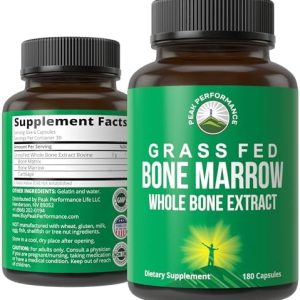 Grass-Fed Bone Marrow Supplement - 180 Collagen-Rich Capsules, Vitamins & Amino Acids