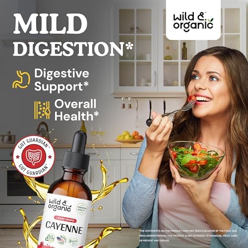Cayenne Pepper Tincture Drops - Vegan, Alcohol-Free, Digestive Support - 2 fl oz - Image 2