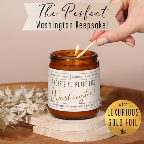 Washington Candle with Evergreen Trees & Moss - 9oz, 50Hr Burn, USA Made - Image 3