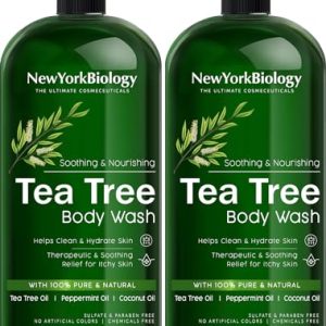 New York Biology Tea Tree Body Wash - 16.9 Fl Oz, Pack of 2, Soothes Itchy Skin