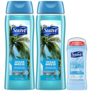 Suave Ocean Breeze Body Wash 2-Pack with 48-Hour Fresh Antiperspirant Deodorant