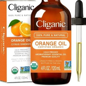 Cliganic Organic Sweet Orange Essential Oil 4oz, Pure Aromatherapy