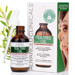 Organic Vegan Tea Tree Oil Serum for Acne, Redness, and Scars 1.8 Fl Oz