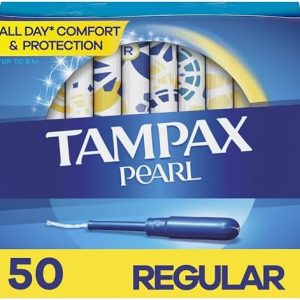 Tampax Pearl Regular Absorbency Unscented Tampons 50 Count with LeakGuard Braid