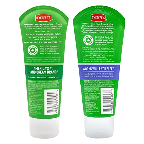 O'Keeffe's Working Hands & Night Treatment Hand Cream Bundle, 3 oz Each - Image 7