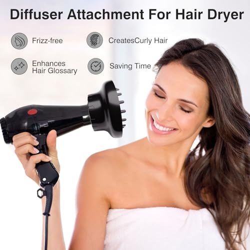 Black Universal Hair Diffuser Attachment 1.4-2.6 inch Dryer Compatible for Curly Hair - Image 4