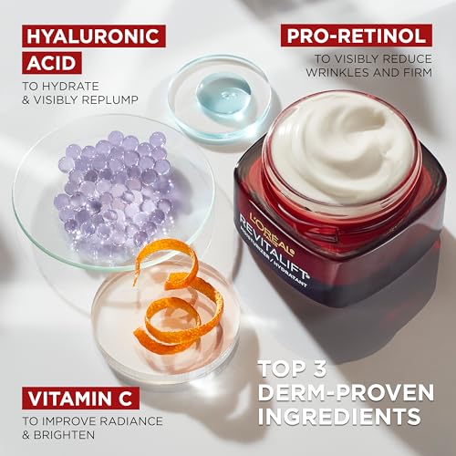 L'Oreal Paris Revitalift Anti-Aging Moisturizer, Pro Retinol, Hyaluronic Acid, 1.7 Oz - Image 3