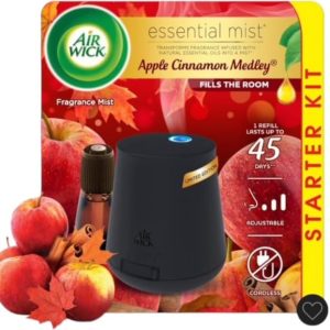 Air Wick Essential Mist Diffuser Kit, Apple Cinnamon Fall Scent, Refill Included