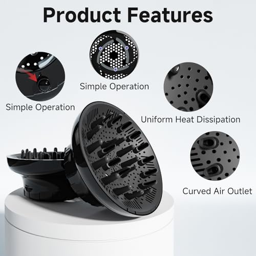 Black Universal Hair Diffuser Attachment 1.4-2.6 inch Dryer Compatible for Curly Hair - Image 3