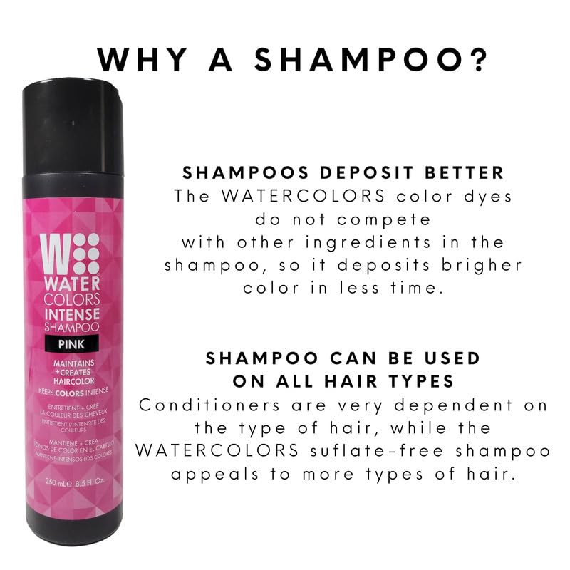 Watercolors Pink Color Depositing Shampoo Sulfate Paraben Free 8.5 oz - Image 5
