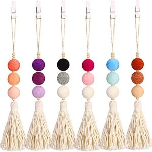 6 Aromatherapy Car Vent Clips with Felt Ball Diffusers and Decorative Tassels