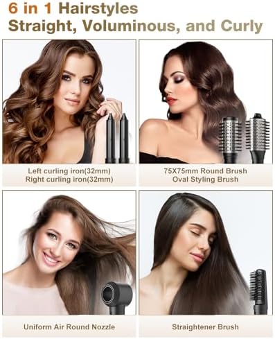 7MAGIC 6-in-1 Ionic Hair Dryer Brush, 1200W, Silver - Image 2