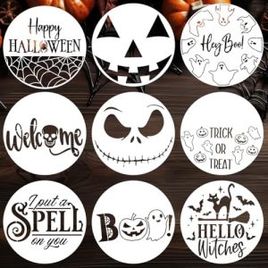 12” Round Halloween Stencils for Wood - Hey Boo, Ghost & Pumpkin Templates
