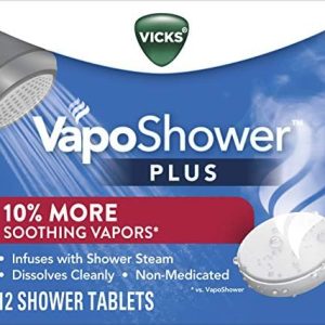 Vicks VapoShower Plus Eucalyptus Menthol Shower Steamers, 12 Count Aromatherapy Tablets