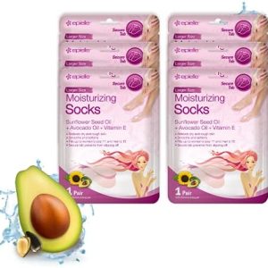 Epielle Moisturizing Foot Masks 6pk with Sunflower & Avocado Oil, Mother's Day Gift