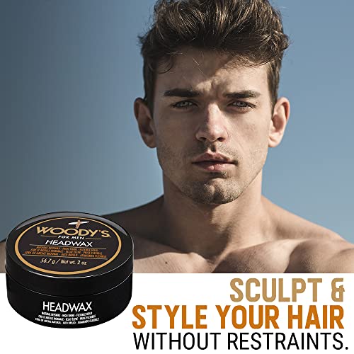 Woody's Headwax Men's Flexible Hold High Shine Pomade 2 oz Travel Size 2-Pack - Image 3