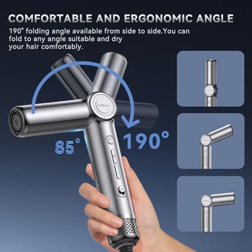 Foldable High-Speed Hair Dryer with Diffuser, 400M Plasma Ion Technology, Travel Size - Image 2