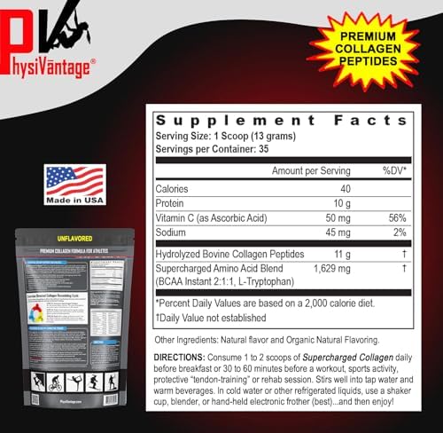 PhysiVantage Hydrolyzed Chocolate Collagen Peptides Powder Keto Friendly 16oz with Vitamin C BCAAs - Image 6