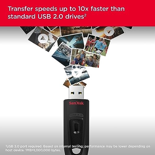 SanDisk 128GB Ultra USB 3.0 Black Flash Drive, New - Image 2
