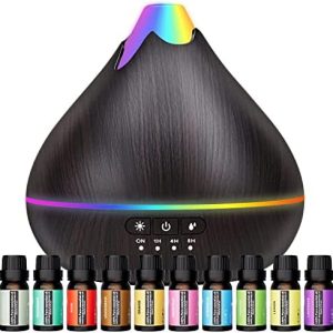 550ml Essential Oil Diffuser Gift Set 10 Oils 15 Light Settings
