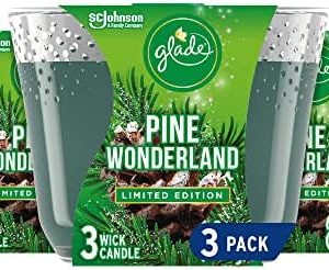 Glade Pine Wonderland 3-Wick Candle Set Essential Oil Air Freshener 6.8oz 3 Count