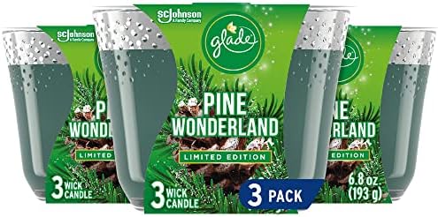 Glade Pine Wonderland 3-Wick Candle Set Essential Oil Air Freshener 6.8oz 3 Count