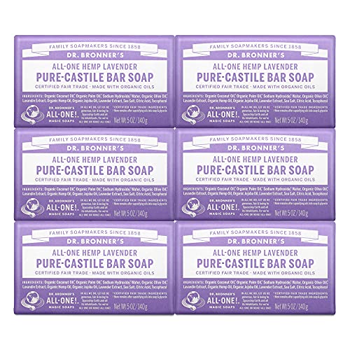 Dr. Bronner?s Lavender Bar Soap, Organic, 6-Pack, 5 oz
